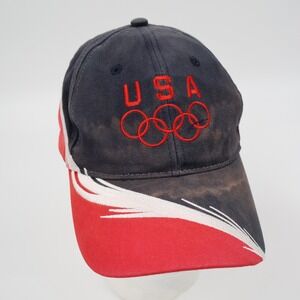 Mat Hat USA Olympic Baseball Cap Mens OSFA Navy Red Distressed Sun Faded Hat